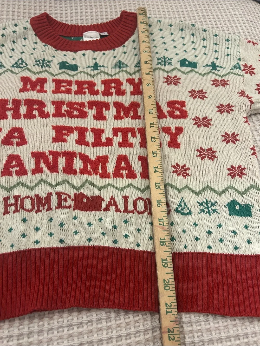 LG Red & Cream 'Merry Christmas A Filthy Animal' Holiday Sweater
